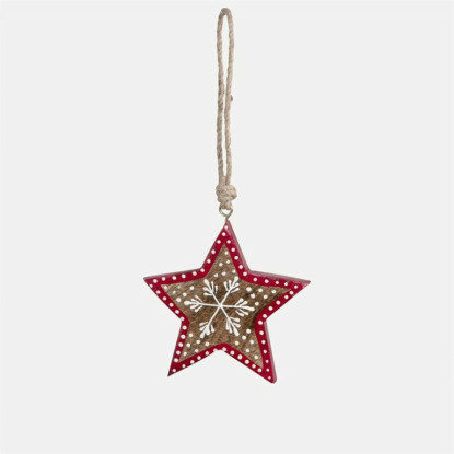 Wooden star hamal 10cm rojo